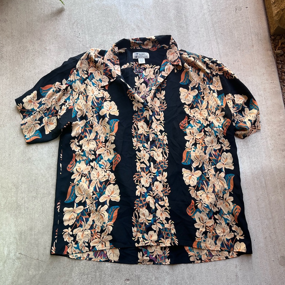 Avanti Black and Cream Floral Men's Shirt